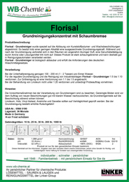 Produktblatt: "Florisal" - Grundreinigungskonzentrat mit Schaumbremse - ein Produkt der Linker Group der Firma WB-Chemie (Steirische Industriechemie)