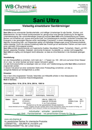 Produktblatt: Sani Ultra - ein Vielseitig einsetzbarer Sanitärreiniger - ein Produkt der Linker Group der Firma WB-Chemie